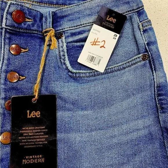 Lee Vintage Modern High Rise Flare Jeans 29x33 NWT Stretch Distressed Denim - Picture 6 of 12